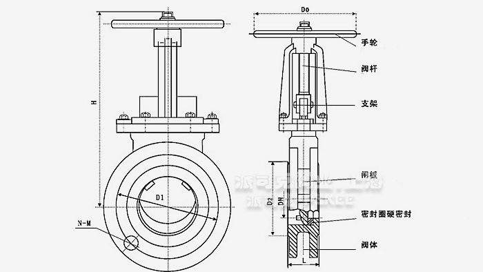 耐磨陶瓷刀型闸阀尺寸图